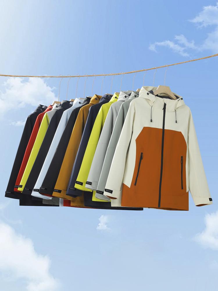 Sports outdoor windbreaker, men's anti-static thin hooded waterproof jacket, casual hiking pants, custom-made outdoor clothing detail image 1