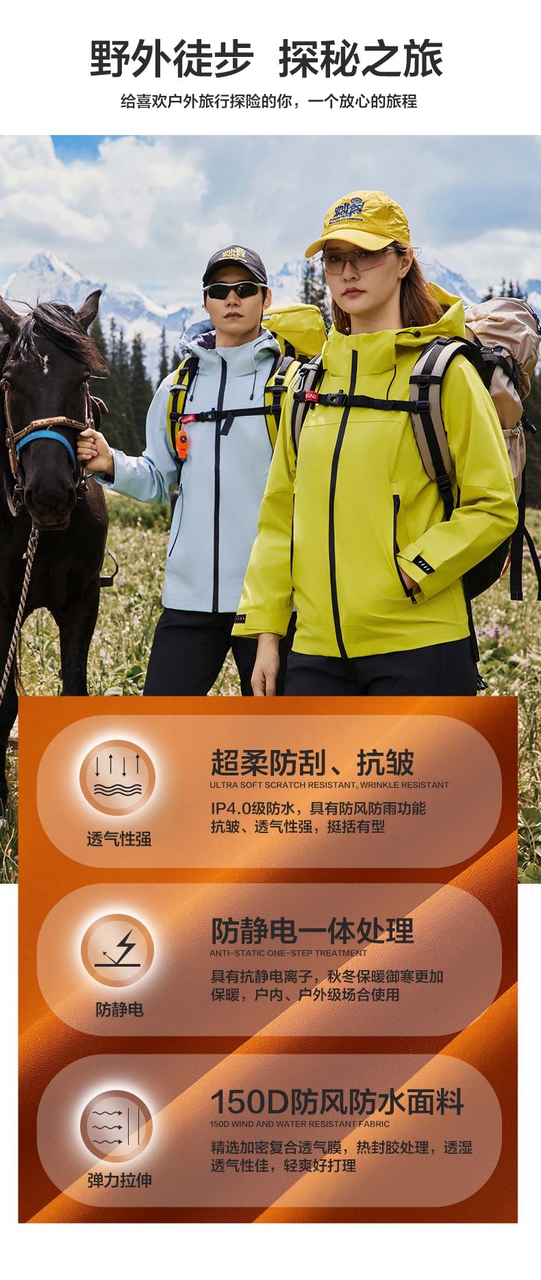 Sports outdoor windbreaker, men's anti-static thin hooded waterproof jacket, casual hiking pants, custom-made outdoor clothing detail image 14