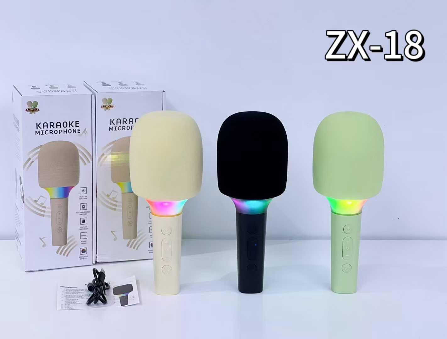 The new ZX-18 handheld wireless karaoke microphone. Specification image