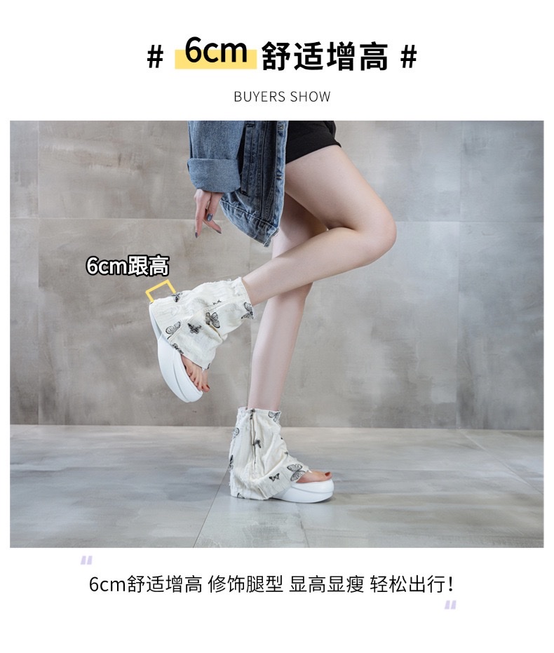 2026春夏新款厚底马丁靴露趾夹趾牛仔布短靴镂空时尚靴子女详情图4