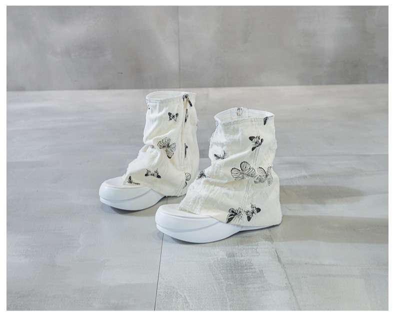 2026春夏新款厚底马丁靴露趾夹趾牛仔布短靴镂空时尚靴子女详情图19