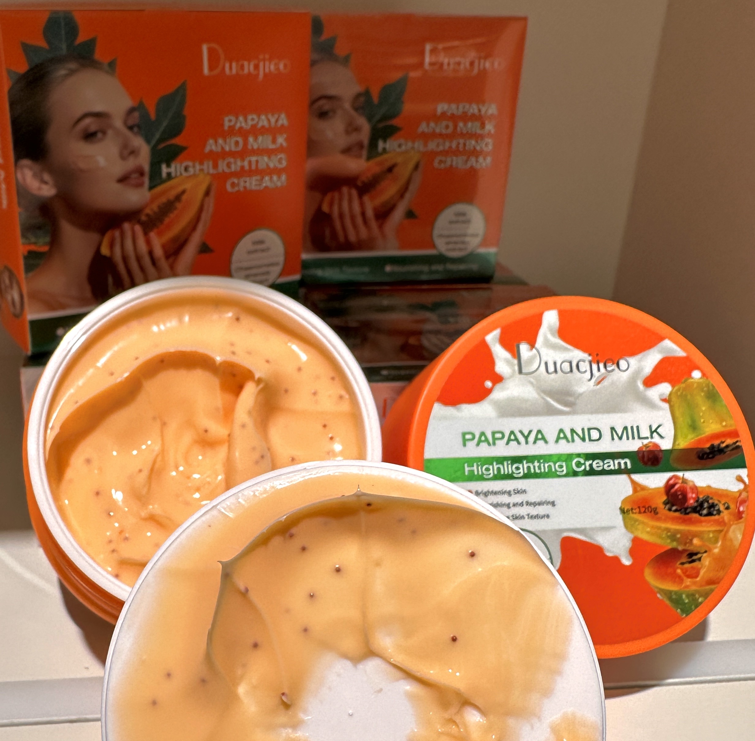 DUACJIEO Aloe Vera Soothing Cold Cream, Papaya Milk Highlighter Cream, Snail Hyaluronic Acid Cream, Moisturizing Cream, Nourishing Cream Application Scenario