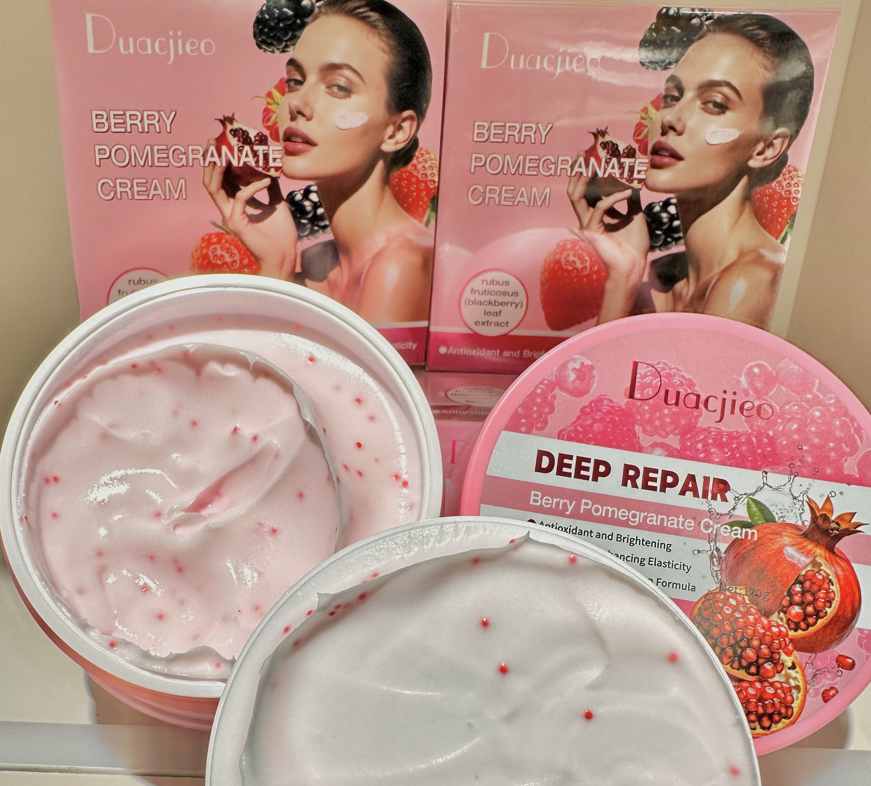 DUACJIEO Citrus Lemon Orange Blossom VC Cream Berry Pomegranate Moisturizing Cream Deep Sea Caviar VE Cream Moisturizing Brightening Cream Application Scenario
