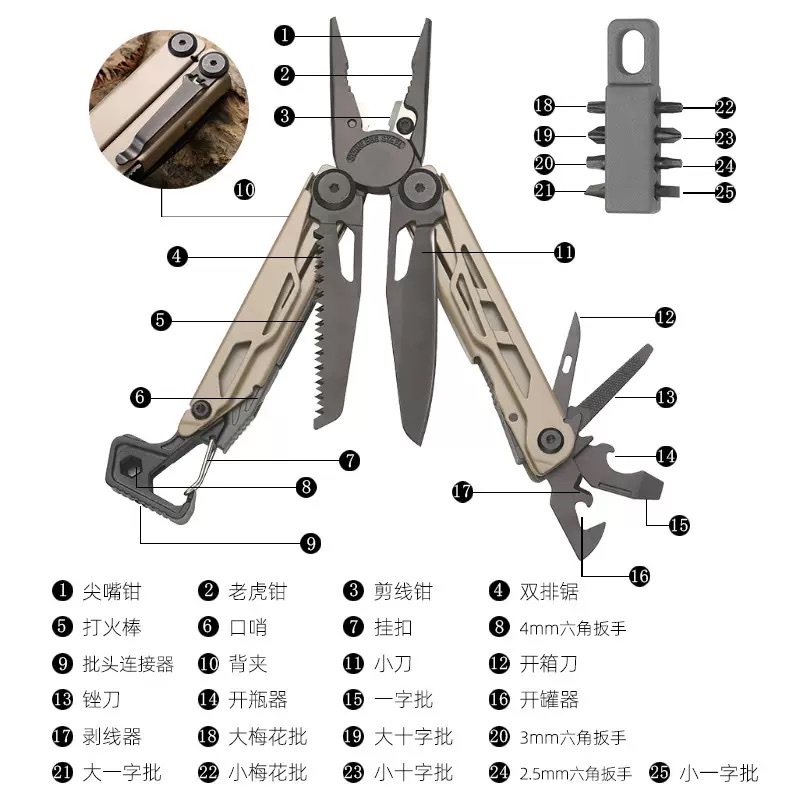 户外多功能刀钳户外小刀随身折叠工具钳野外应急装备露营便携刀具  details Picture
