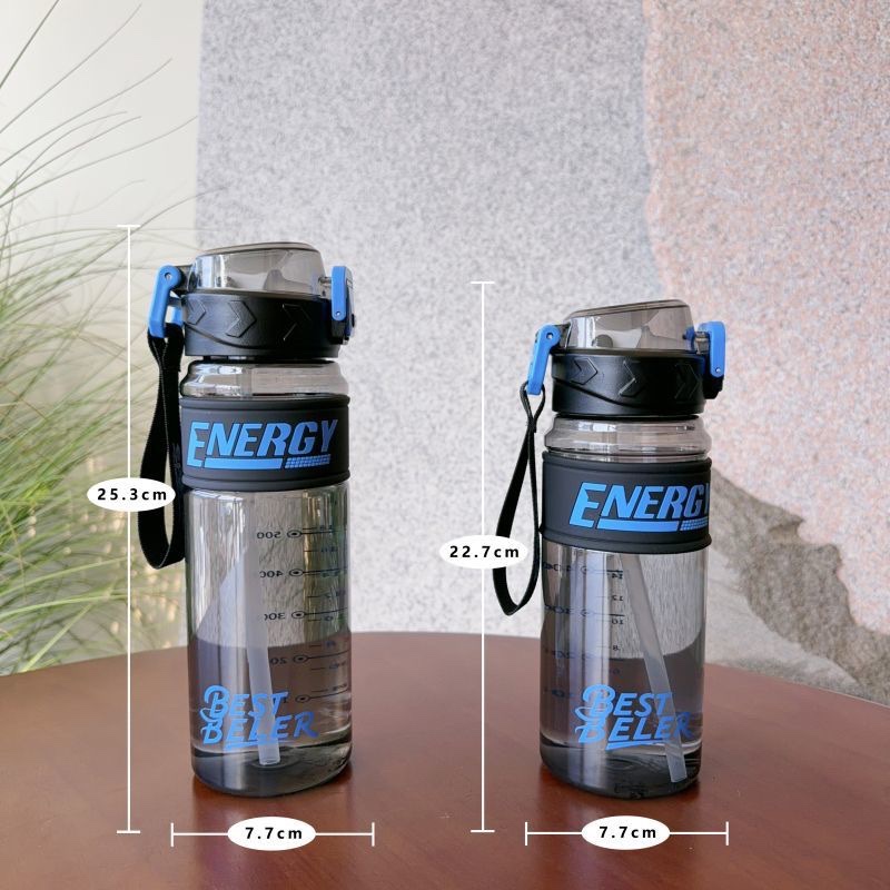 Water cups, other large-capacity straw cups, men's and women's outdoor sports and fitness, high appearance level, portable anti-drop student plastic cups, 780ML, 2131-945 Item Picture