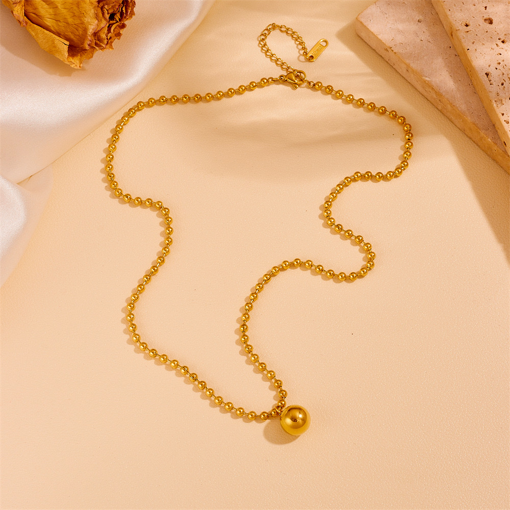 European and American exaggerated stainless steel round bead chains, round bead good luck solid round bead jewelry, women's earrings, bracelets, necklaces and other jewelry detail image 8