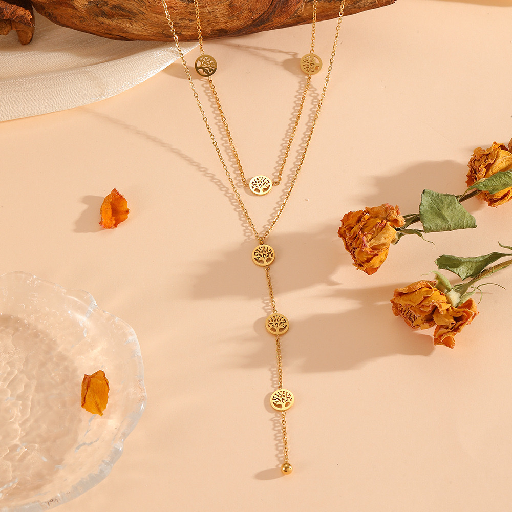 New versatile and high-end double-tassel jewelry, light luxury and simple butterfly heart four-leaf flower multi-style necklace detail image 14