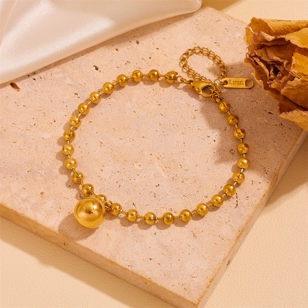 European and American exaggerated stainless steel round bead chains, round bead good luck solid round bead jewelry, women's earrings, bracelets, necklaces and other jewelry detail image 14