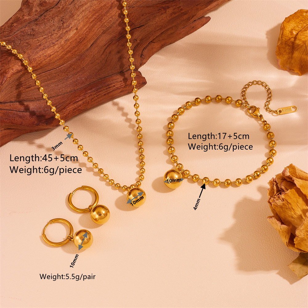 European and American exaggerated stainless steel round bead chains, round bead good luck solid round bead jewelry, women's earrings, bracelets, necklaces and other jewelry detail image 18