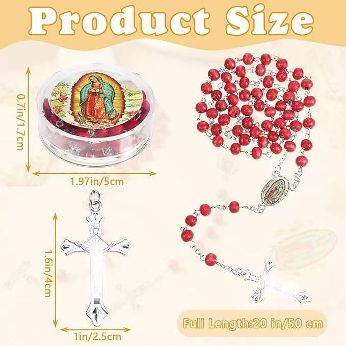 A classic octagonal box wooden rosary necklace with Maria cross, a religious gift for men and women, is a bestseller in foreign trade Application Scenario