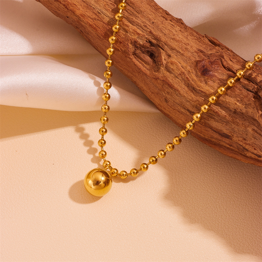 European and American exaggerated stainless steel round bead chains, round bead good luck solid round bead jewelry, women's earrings, bracelets, necklaces and other jewelry Specification image