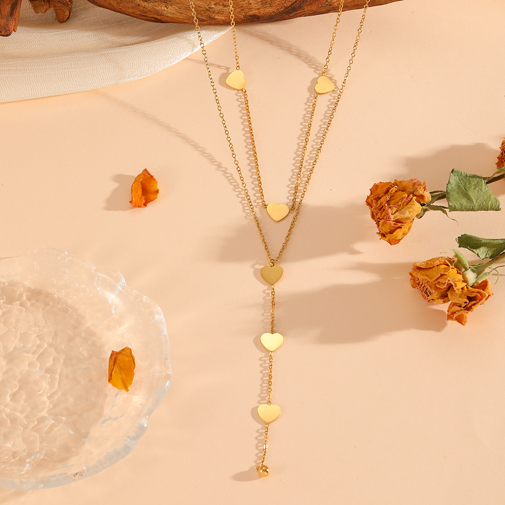 New versatile and high-end double-tassel jewelry, light luxury and simple butterfly heart four-leaf flower multi-style necklace detail image 6