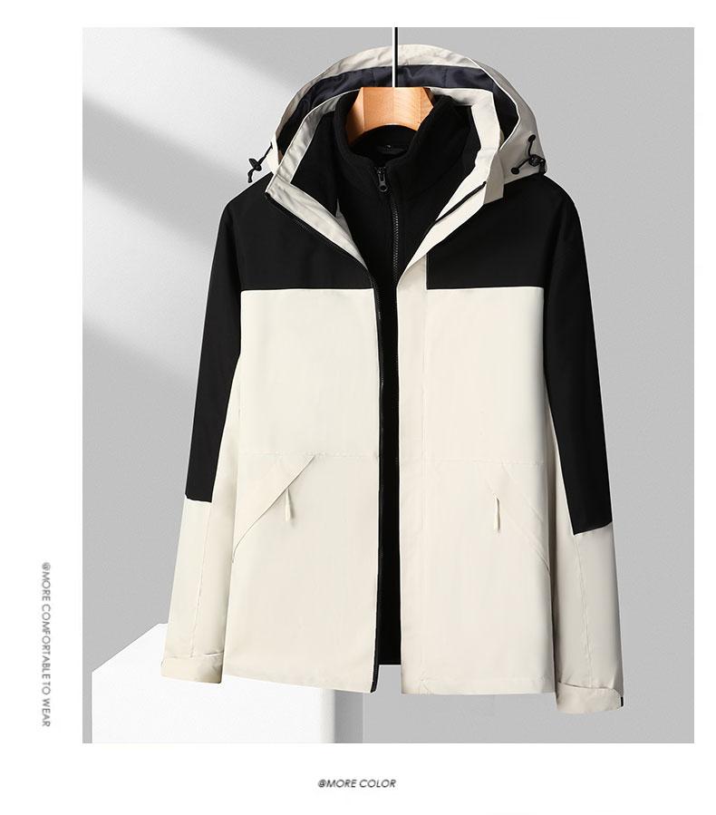 Three-in-one sports and outdoor windbreaker, men's hooded windproof and waterproof hiking pants, women's down jacket, windproof coat detail image 19