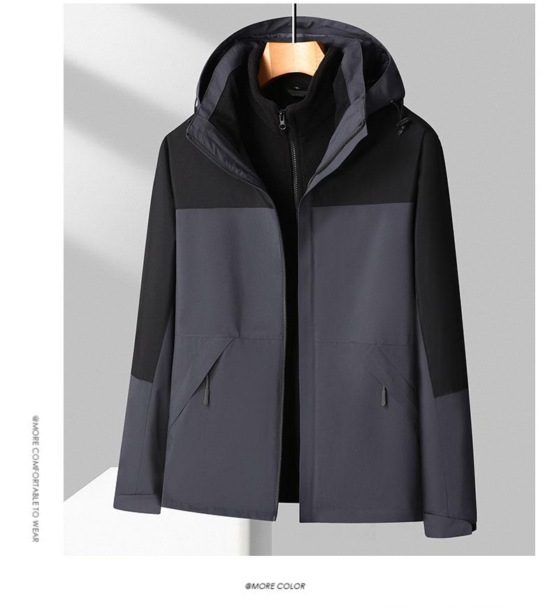 Three-in-one sports and outdoor windbreaker, men's hooded windproof and waterproof hiking pants, women's down jacket, windproof coat detail image 14