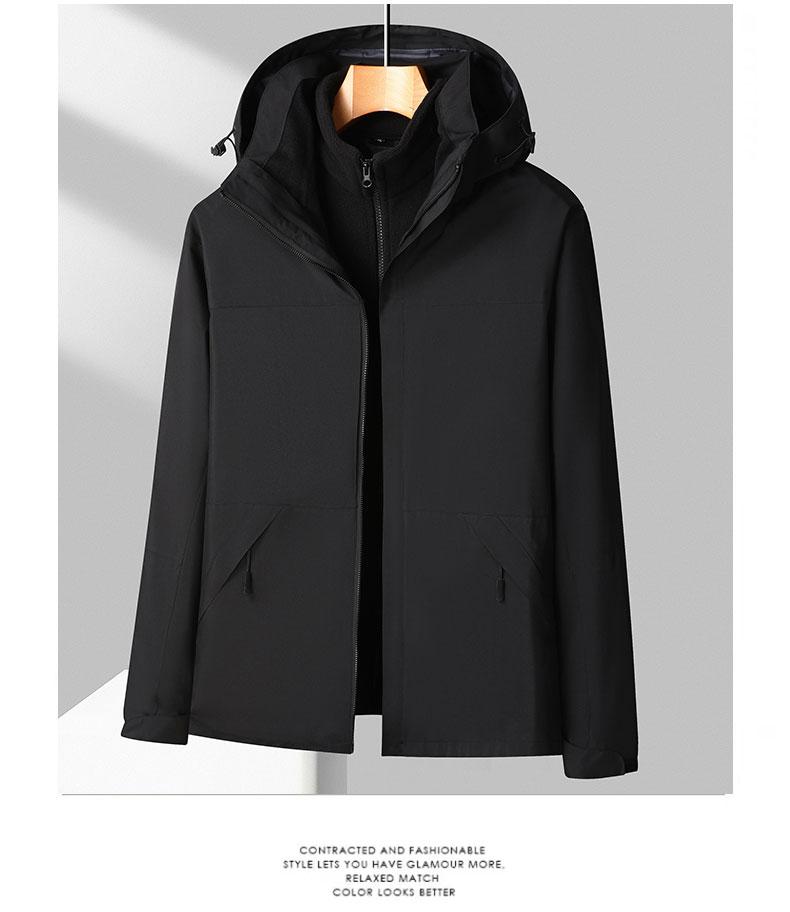 Three-in-one sports and outdoor windbreaker, men's hooded windproof and waterproof hiking pants, women's down jacket, windproof coat detail image 10