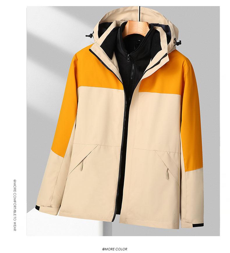 Three-in-one sports and outdoor windbreaker, men's hooded windproof and waterproof hiking pants, women's down jacket, windproof coat detail image 20