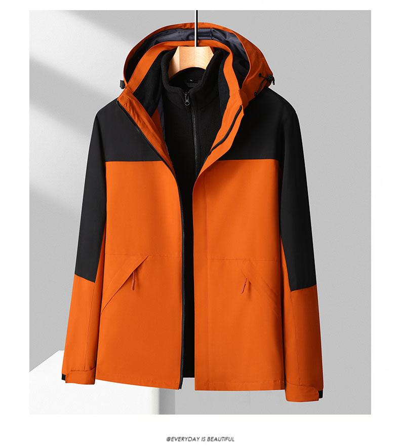 Three-in-one sports and outdoor windbreaker, men's hooded windproof and waterproof hiking pants, women's down jacket, windproof coat detail image 17