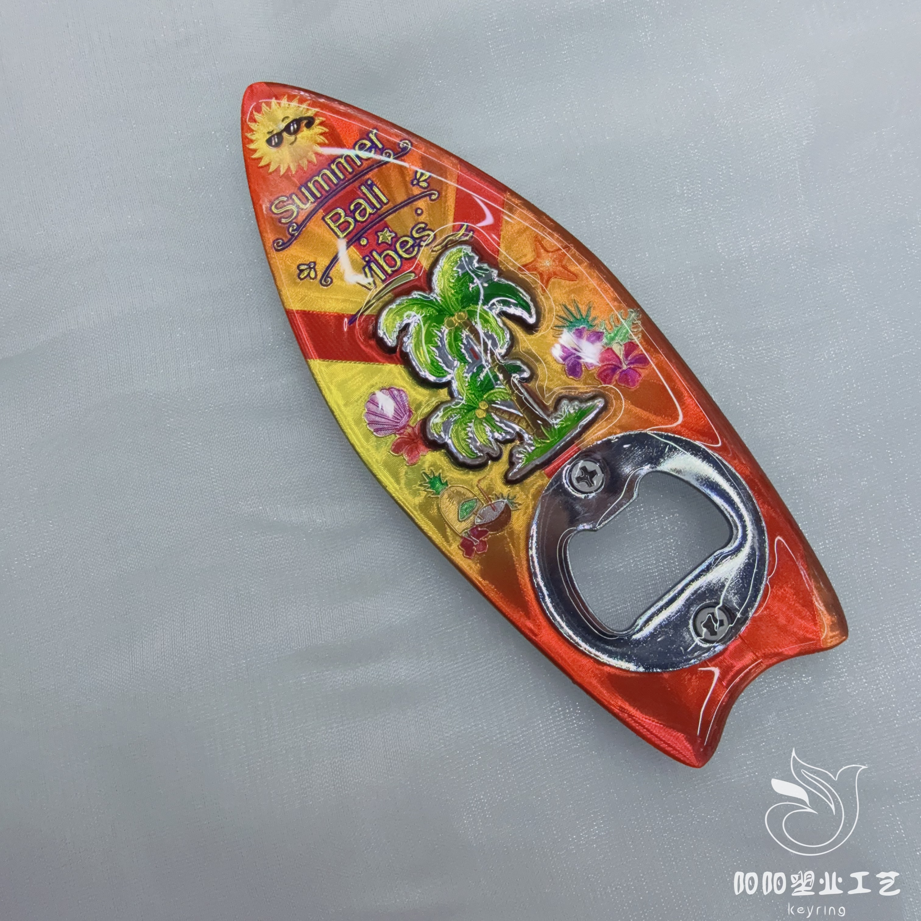 Customized metal fridge magnets, flowing sand cartoon magnetic stickers, personalized cultural and creative fridge magnets for tourist attractions and museums, bottle openers, gift souvenirs, New Year souvenirs Specification drawing