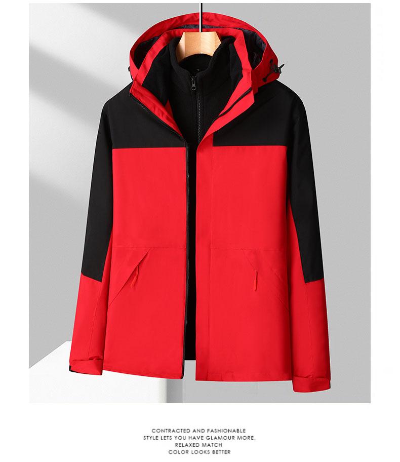 Three-in-one sports and outdoor windbreaker, men's hooded windproof and waterproof hiking pants, women's down jacket, windproof coat detail image 11