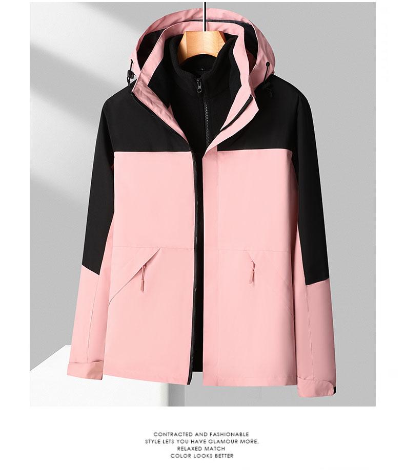 Three-in-one sports and outdoor windbreaker, men's hooded windproof and waterproof hiking pants, women's down jacket, windproof coat detail image 16