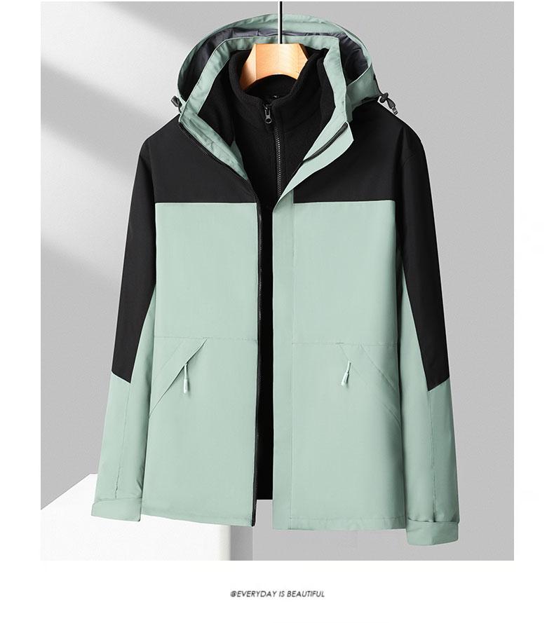 Three-in-one sports and outdoor windbreaker, men's hooded windproof and waterproof hiking pants, women's down jacket, windproof coat detail image 18