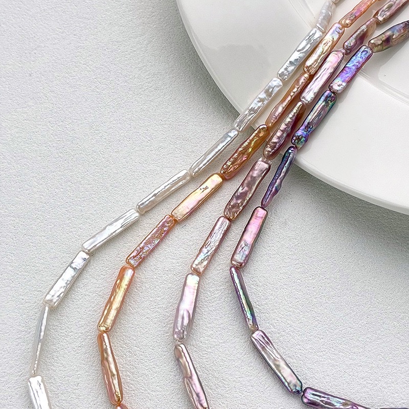 高性价比小银条巴洛克珍珠5x21mm牙签天然淡水珍珠细长条项链天然淡水 珍珠馒头珠面包珠装饰配件手工材料饰品配件多色任选米珠配件