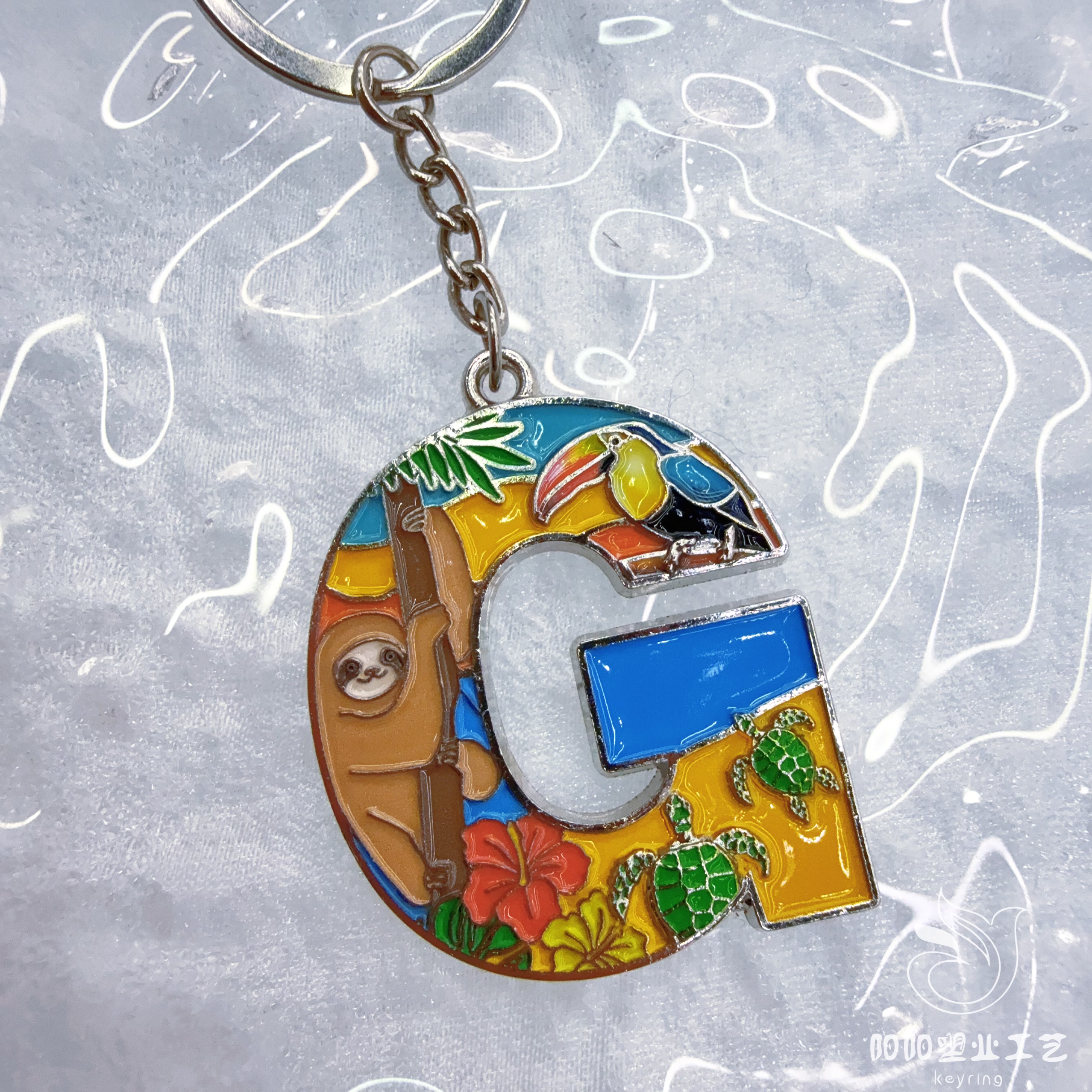 Ocean Series Zoo Airport Tourist Souvenirs, A to Z 26-letter keychain gifts Specification drawing