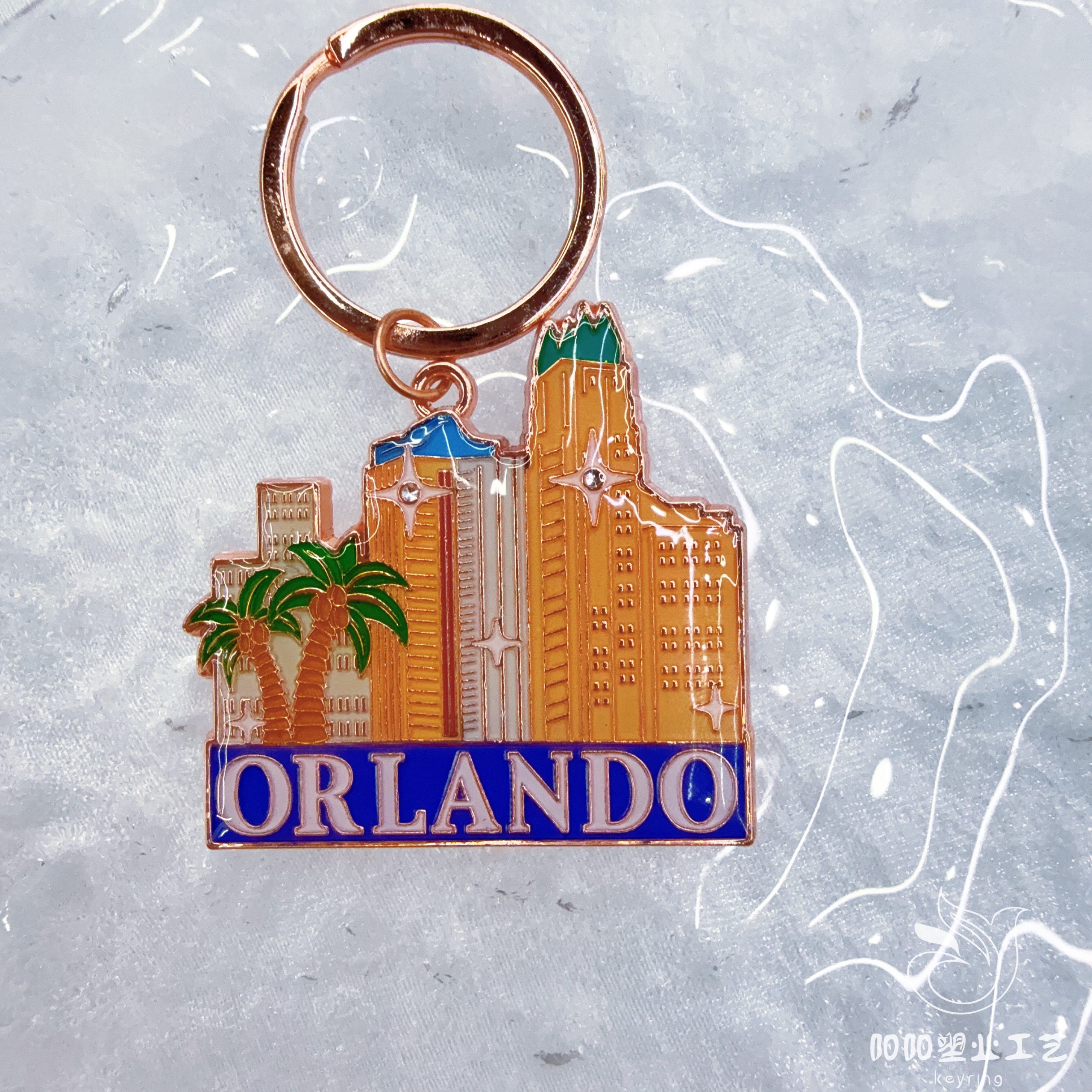 High-end foreign trade keychains from manufacturers, metal tourism, personalized city landmarks, alloy pendants, small gifts, keychains details Picture