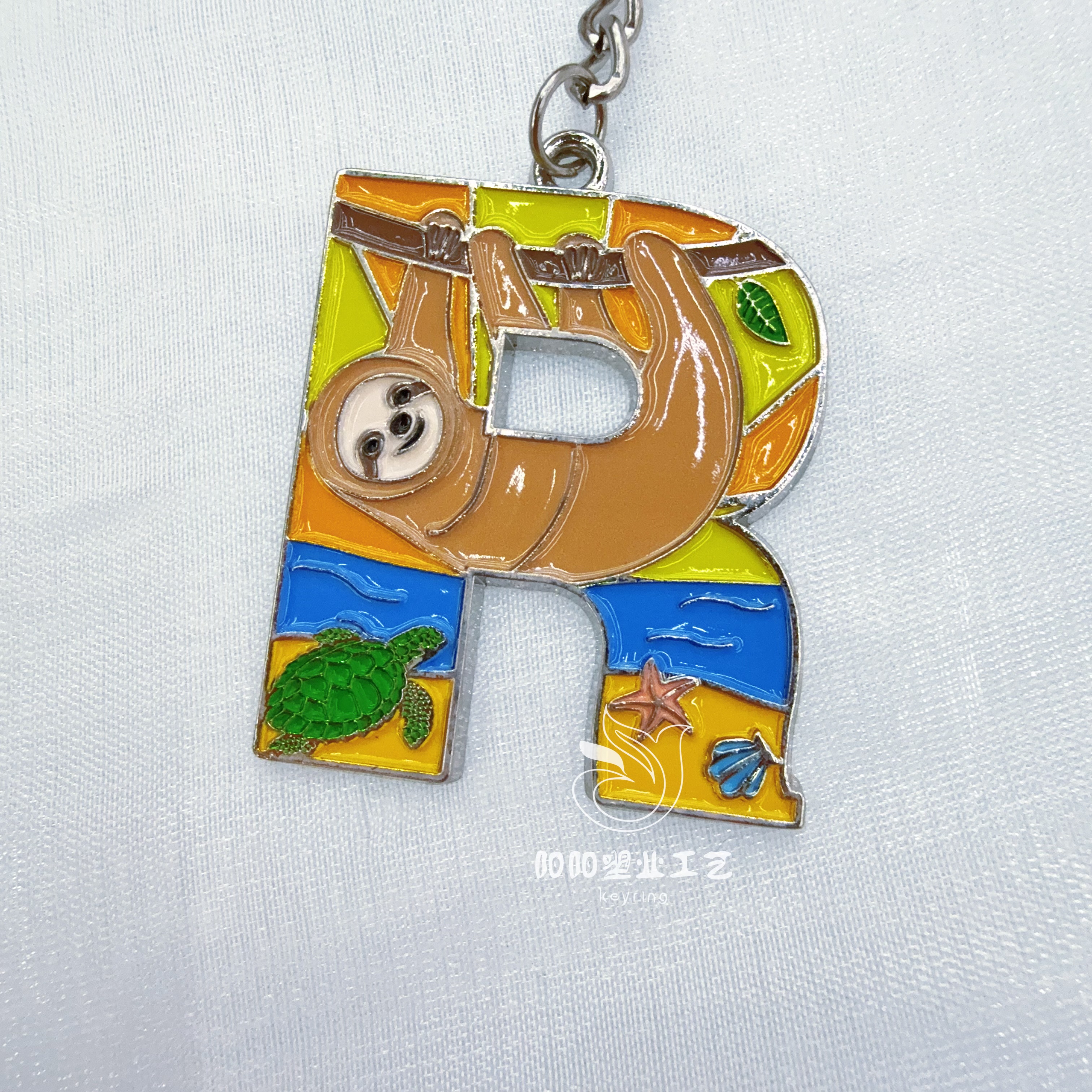 Keychain, colorful letter, Marine country, foreign trade zinc alloy pendant, creative Spanish small gift, keychain, keyring, Year of the Horse pendant details Picture