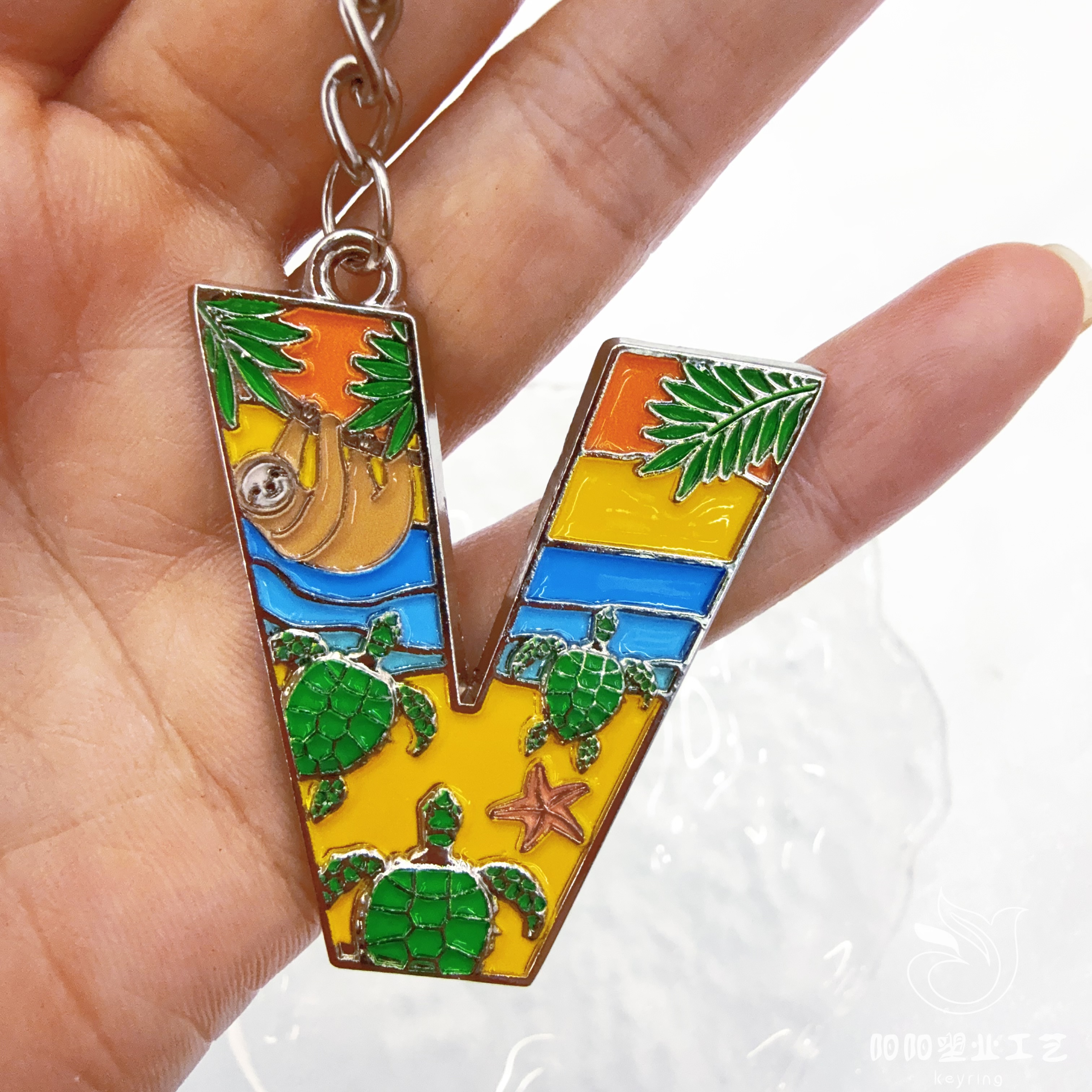 Keychain, colorful letter, Marine country, foreign trade zinc alloy pendant, creative Spanish small gift, keychain, keyring, Year of the Horse pendant undefined