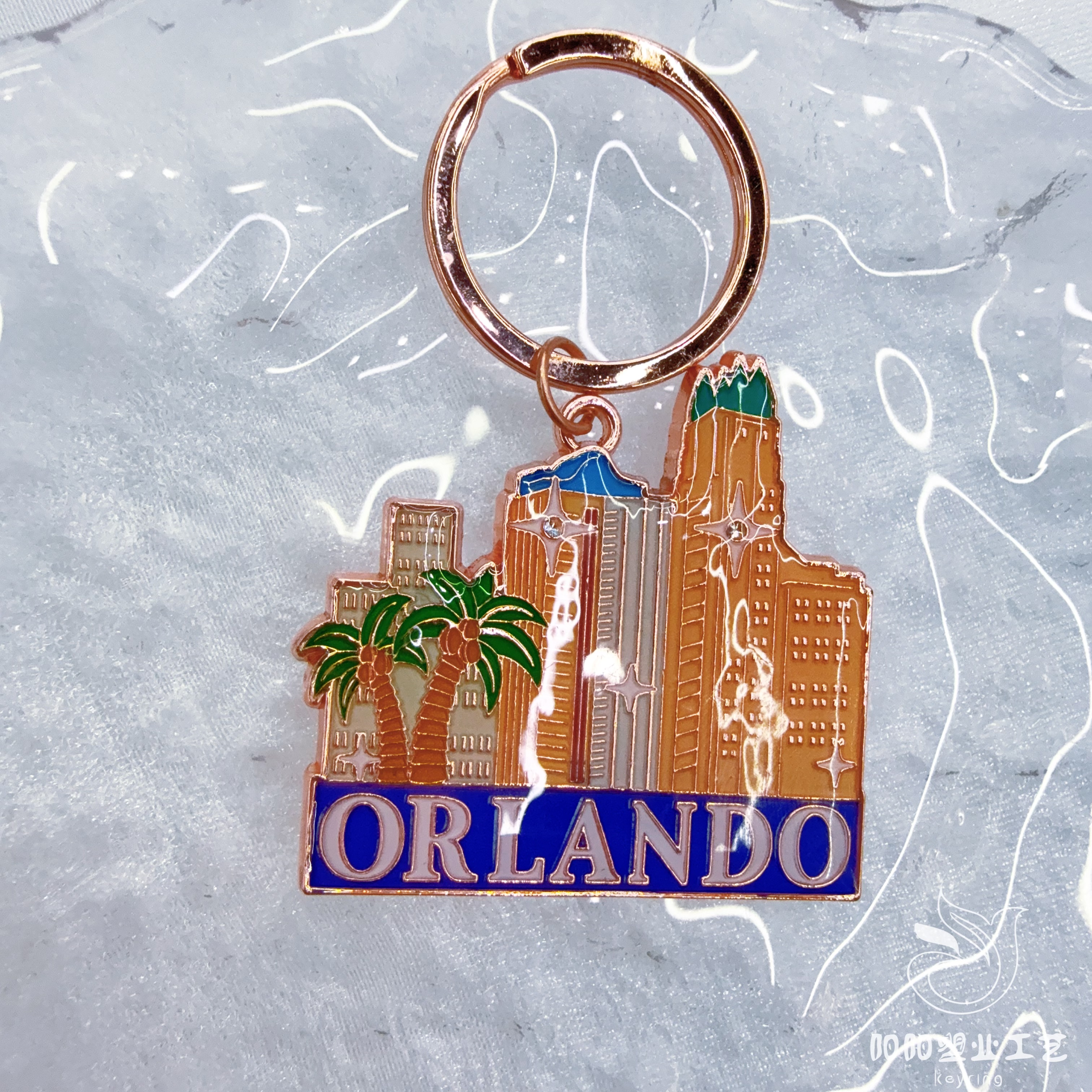 High-end foreign trade keychains from manufacturers, metal tourism, personalized city landmarks, alloy pendants, small gifts, keychains Specification drawing