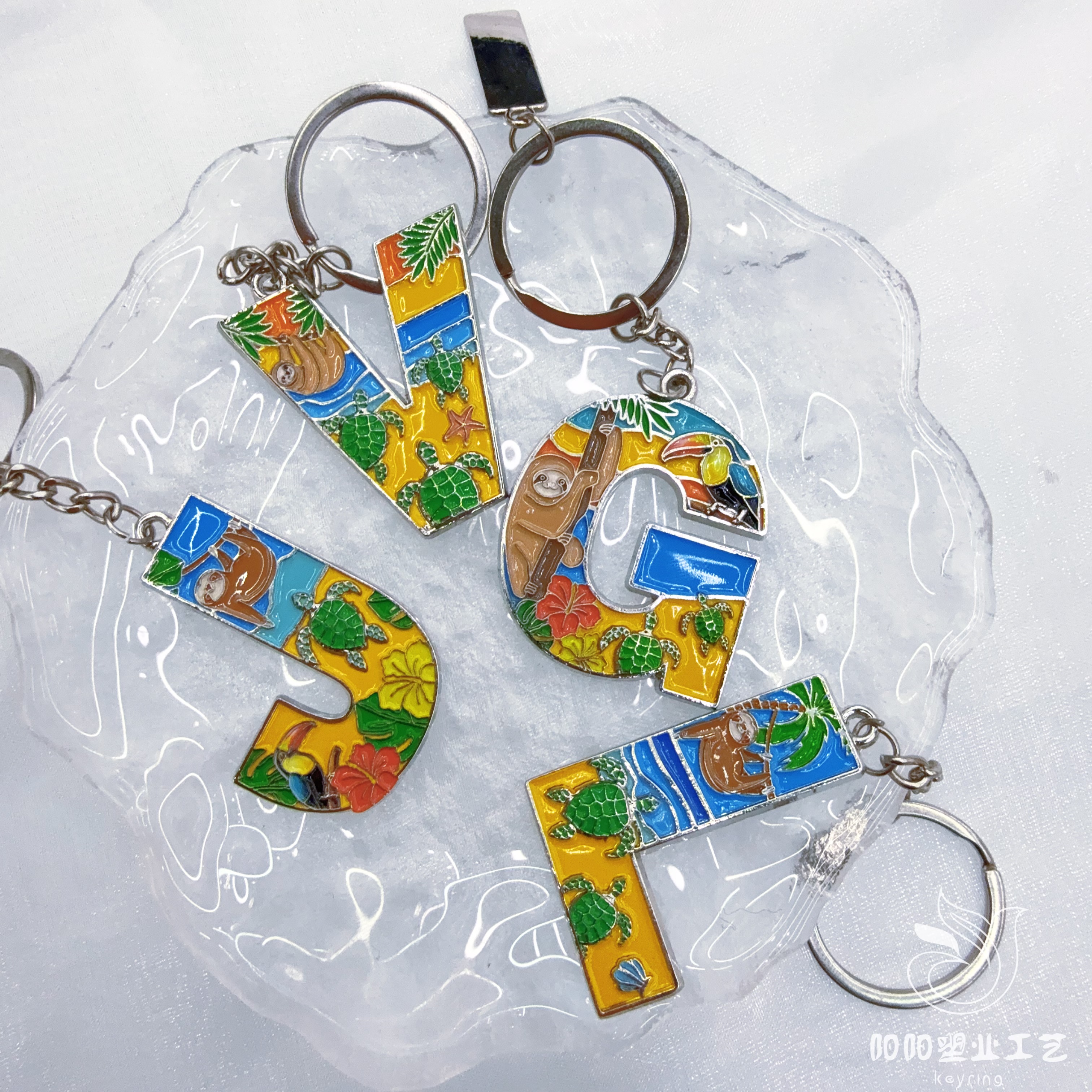 Keychain, colorful letter, Marine country, foreign trade zinc alloy pendant, creative Spanish small gift, keychain, keyring, Year of the Horse pendant undefined