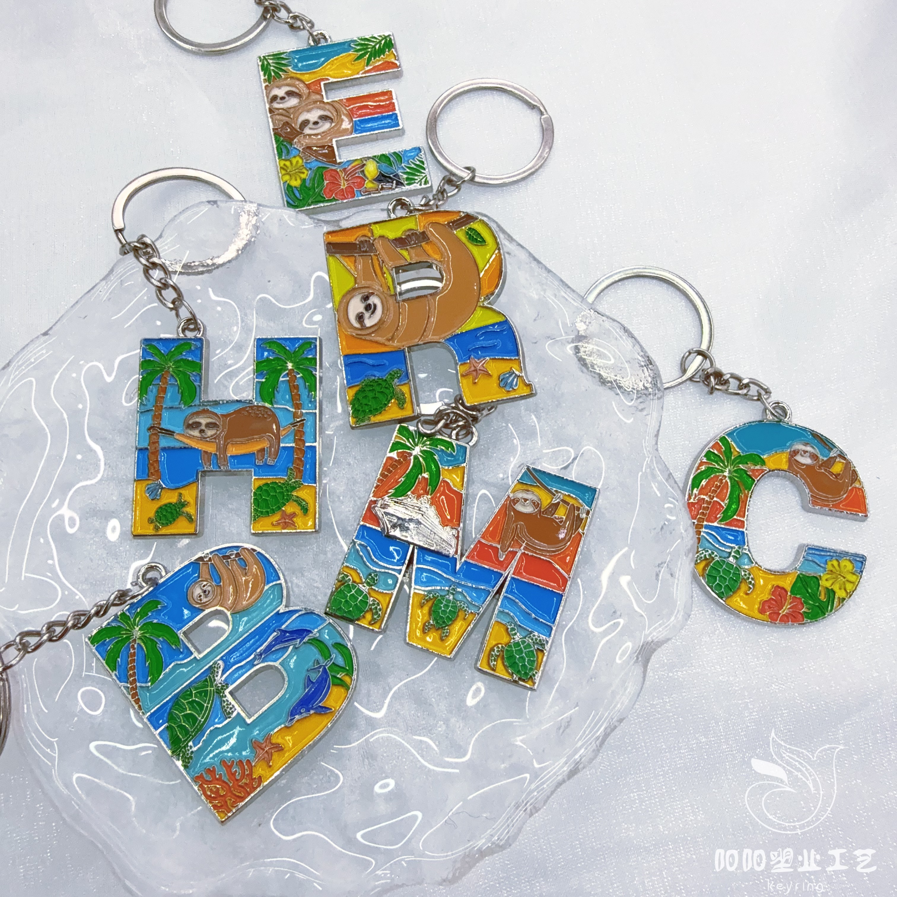 Keychains, travel souvenirs, pendants, travel souvenirs, ocean, seaside, aquarium, letters A to Z, 26 customized souvenirs, gifts, presents Specification drawing