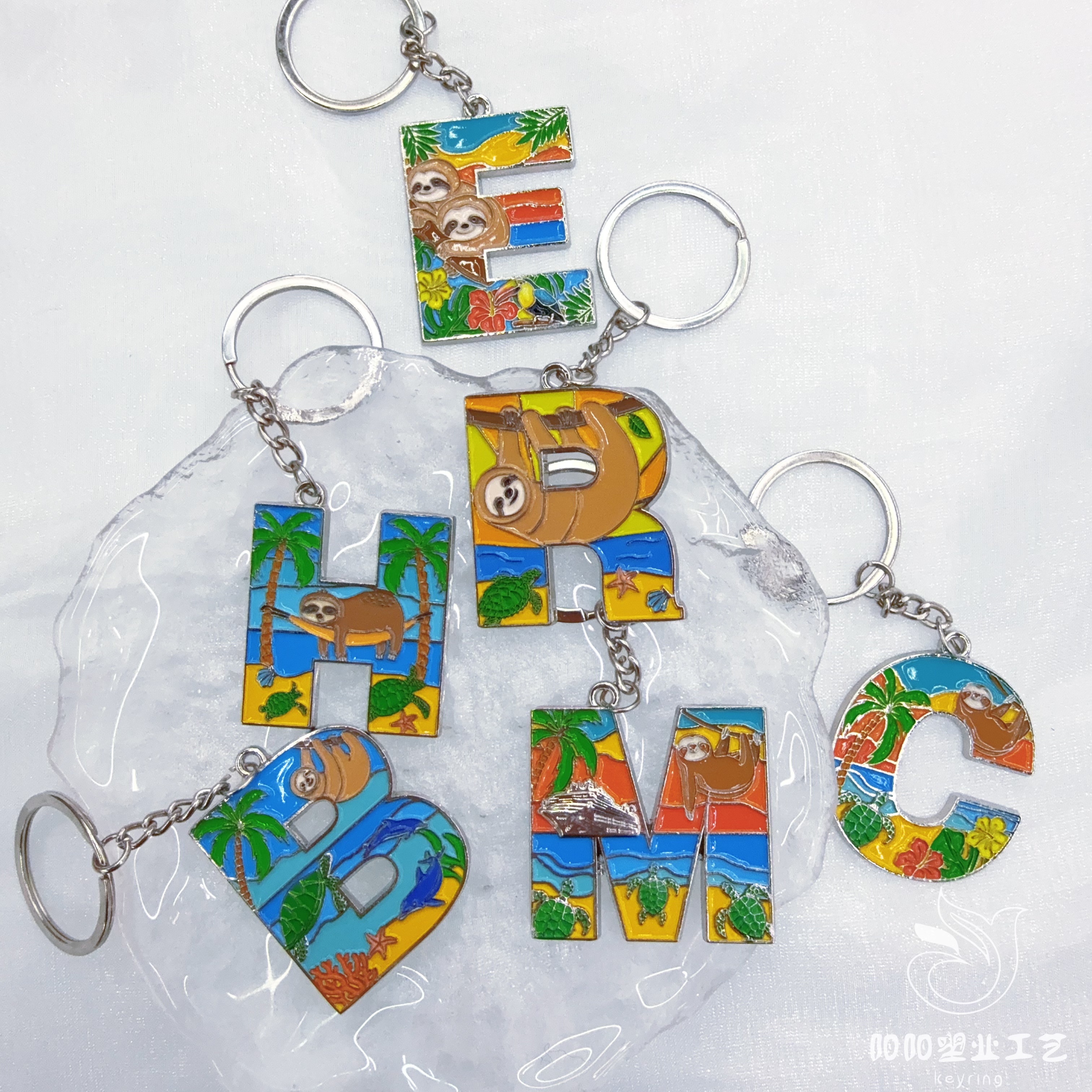 钥匙扣彩色字母海洋国家外贸锌合金挂件创意西班牙小礼品钥匙扣钥匙圈马年挂件