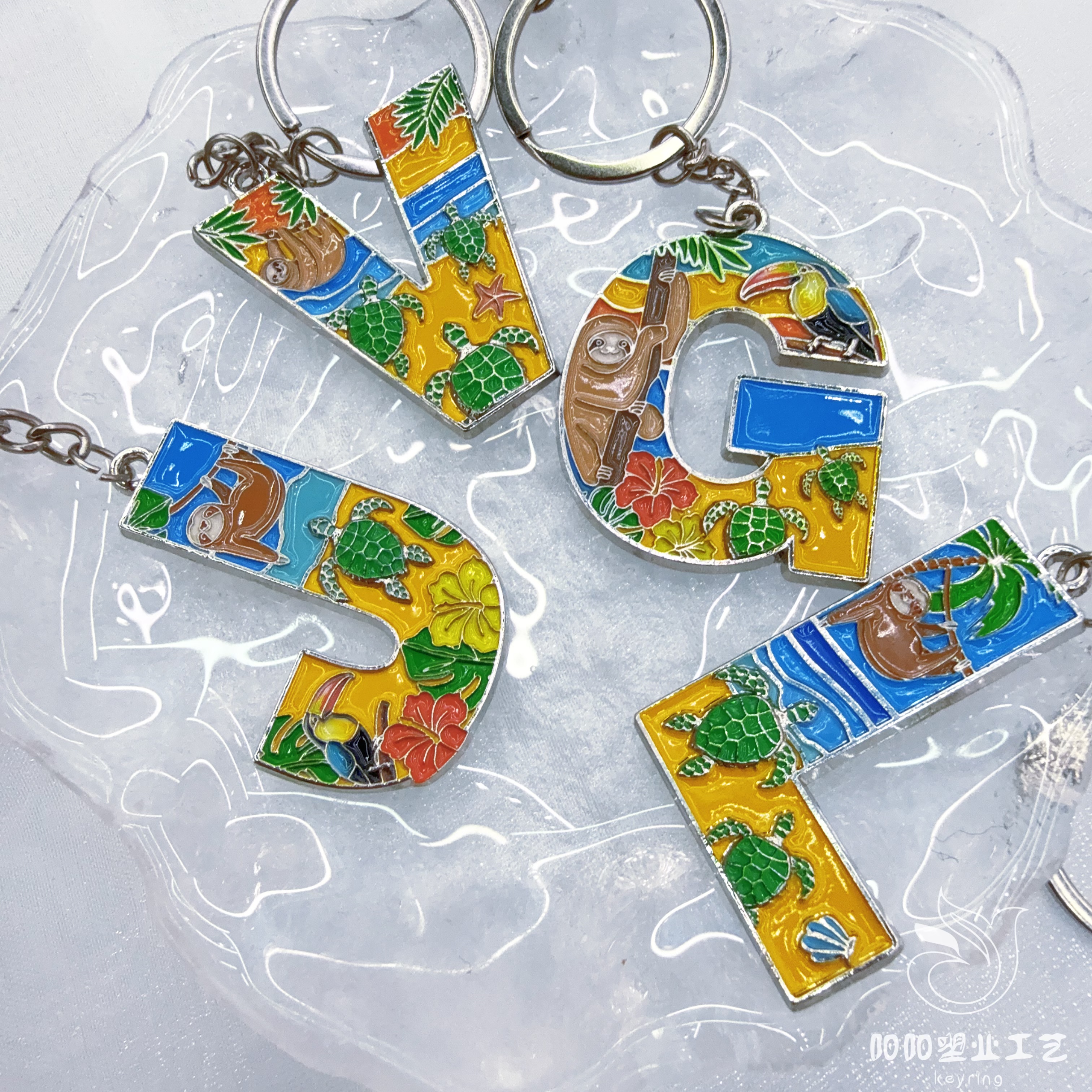 Ocean Series Zoo Airport Tourist Souvenirs, A to Z 26-letter keychain gifts full figure