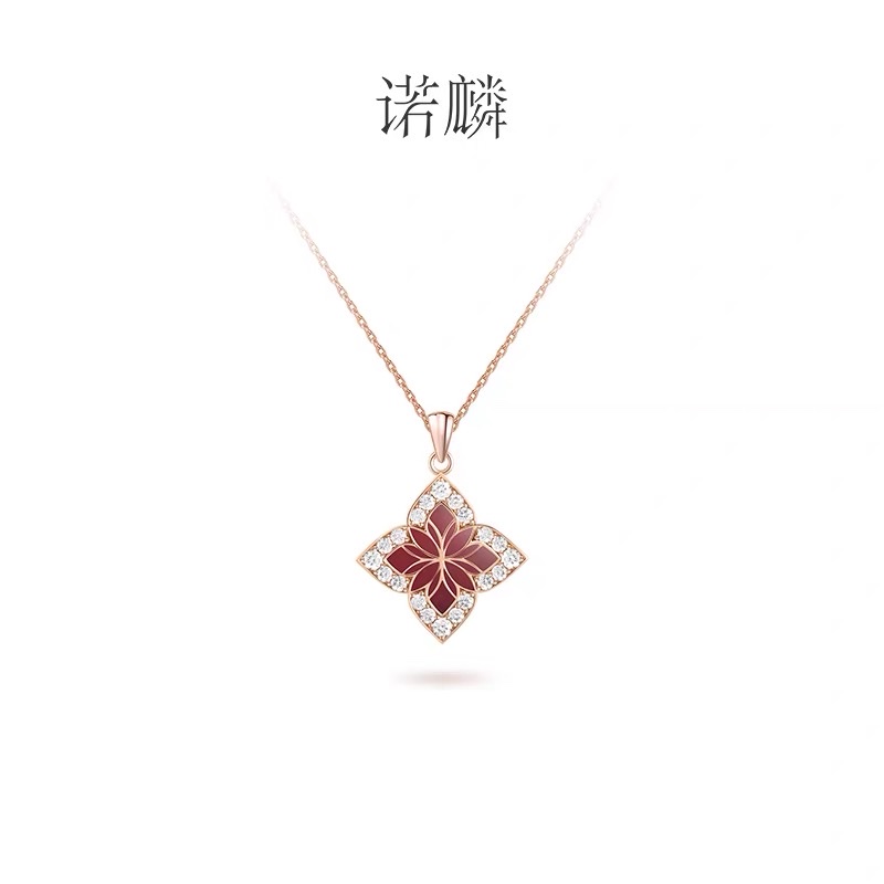 【 Star Style 】 NOLYN brand Fei Series Suzhou New Year Necklace, Silver Light Luxury design, Red agate Versatile Necklace, collarbone chain necklace detail image 1