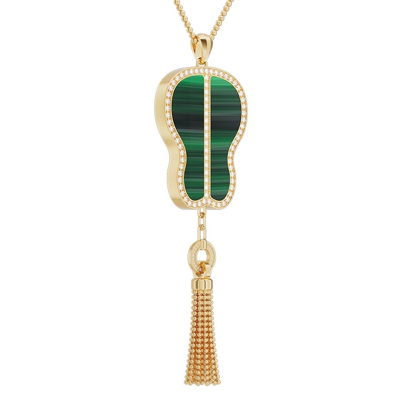 【 NOLYN】 Green Sky Series Malachite Large Necklace Sweater Chain, elegant gift, high-end and noble sweater chain necklace detail image 3
