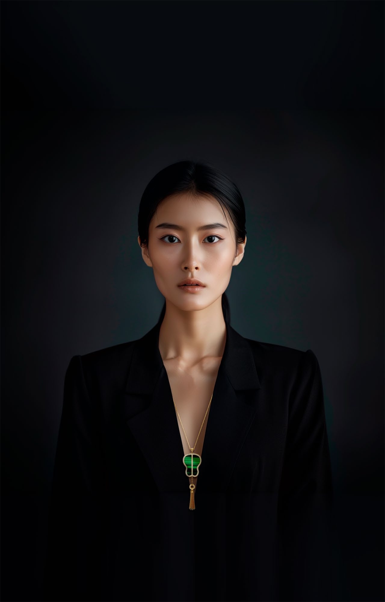【 NOLYN】 Green Sky Series Malachite Large Necklace Sweater Chain, elegant gift, high-end and noble sweater chain necklace Item Picture