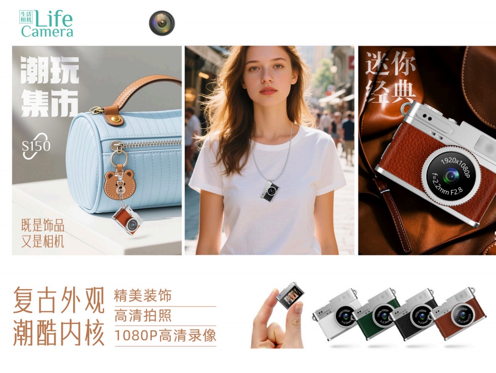 Mini Retro Life Camera S142 720P Custom Logo Wearing Necklace Pendant details Picture