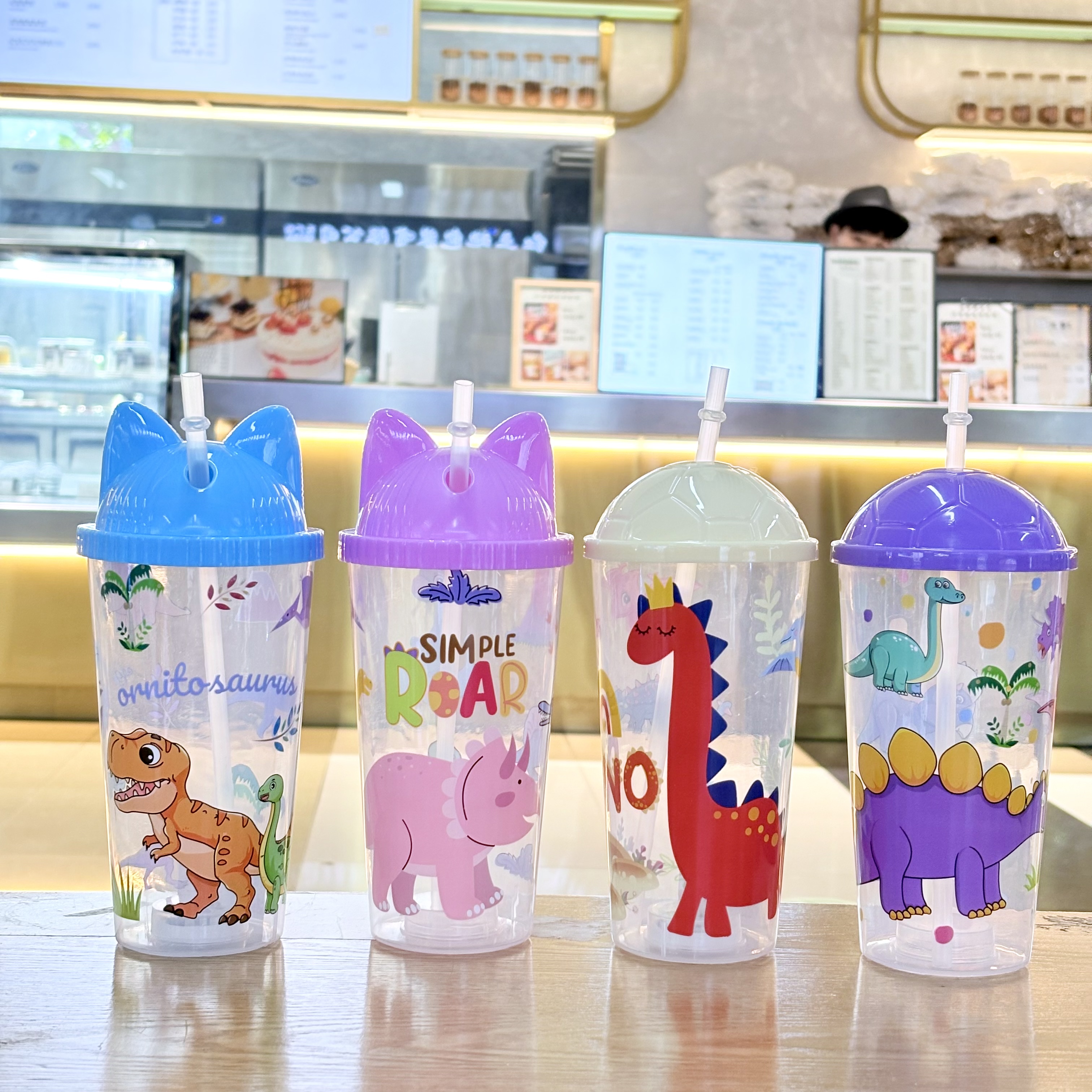 2026 new plastic straw cup, cute dinosaur, large capacity, simple, high appearance level, others details Picture