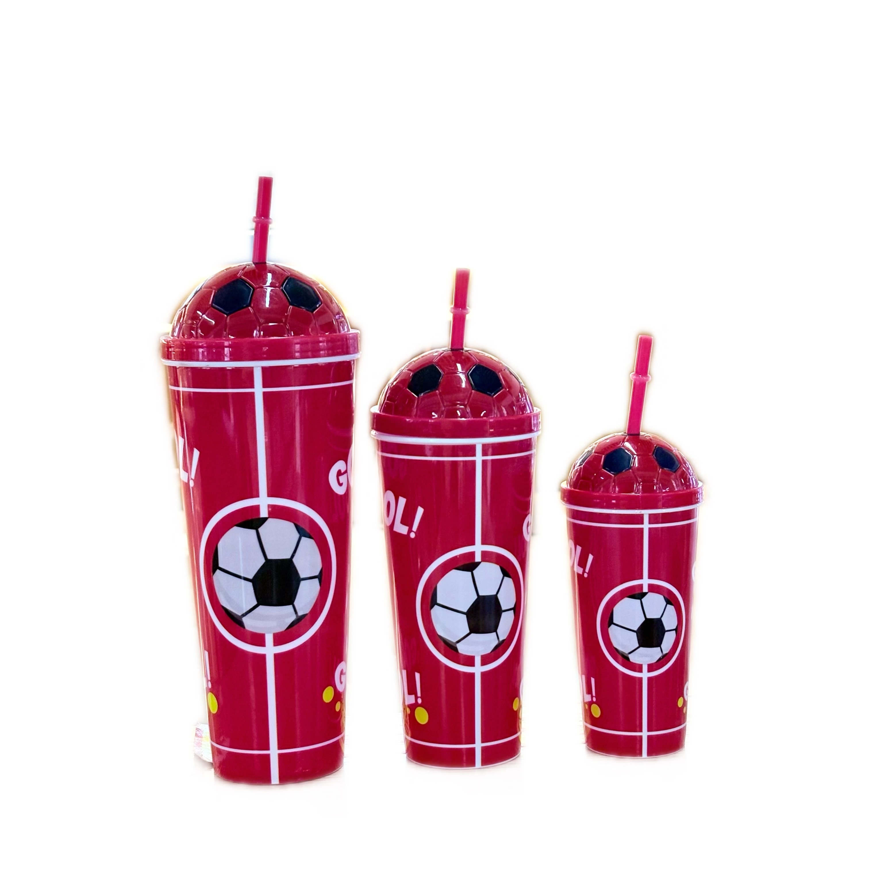Three-piece set of water cups, straw cups, World Cup style plastic cups, shockproof and leak-proof portable water bottles A61-A62-A63-1018 Q/Y Item Picture