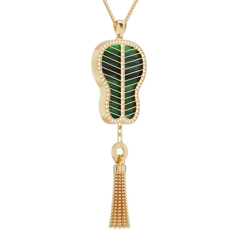 【 NOLYN】 Green Sky Series Malachite Large Necklace Sweater Chain, elegant gift, high-end and noble sweater chain necklace detail image 4
