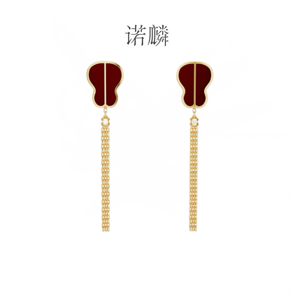 【 NOLYN】 Green Sky Series Earrings, Earrings, pendants, red agate, niche original design, new Chinese-style light luxury accessories, stud earrings and earrings