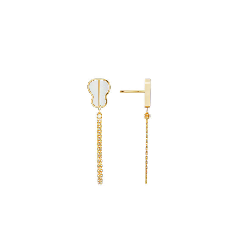 【 NOLYN】 Green Sky Series White mother-of-pearl earrings and earrings, niche original design, new Chinese-style elegant and light luxury accessories, stud earrings and earrings Item Picture
