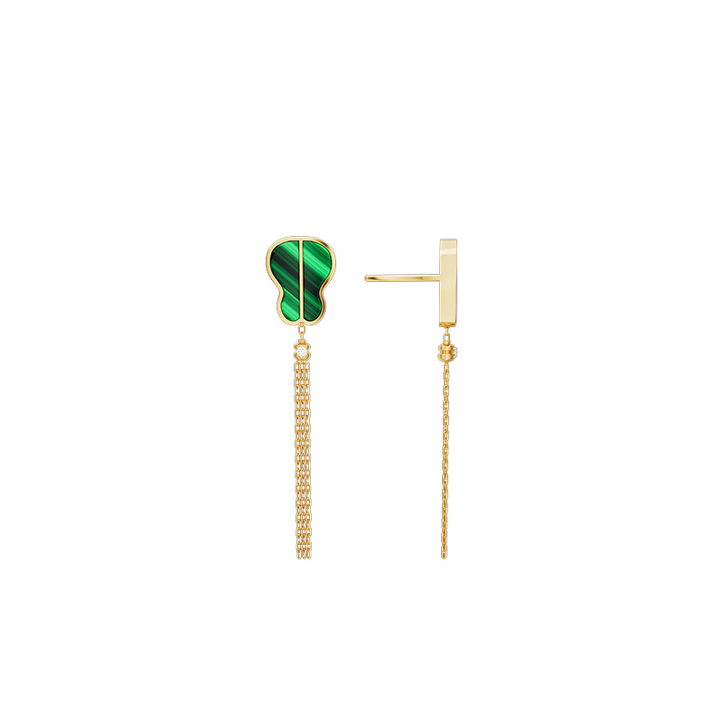 【 NOLYN】 Green Sky Series Earrings, Stud Earrings, Malachite, zircon, niche original design, new Chinese style, grand and light luxury diamond jewelry, stud earrings and stud earrings Application Scenario