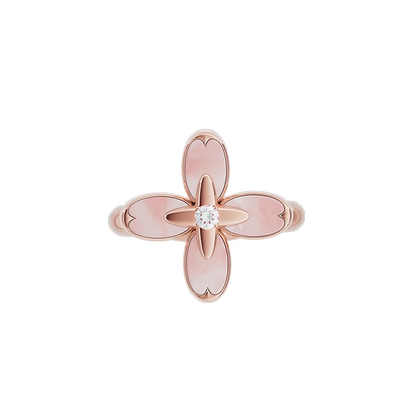 【 NOLYN】 Osmanthus series ring, original design, sweet style, pink mother-of-pearl ring, perfect for girlfriend, gift ring, couple ring details Picture