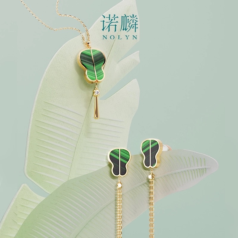 【 NOLYN】 Green Sky Series Malachite Necklace, 925 silver, Niche original design, New Chinese-style light luxury commuting necklace Specification image