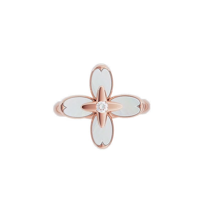 【 NOLYN】 Osmanthus series rings, original design, sweet style, white mother-of-pearl ring, light luxury ring, couple ring, high-end ring Specification image