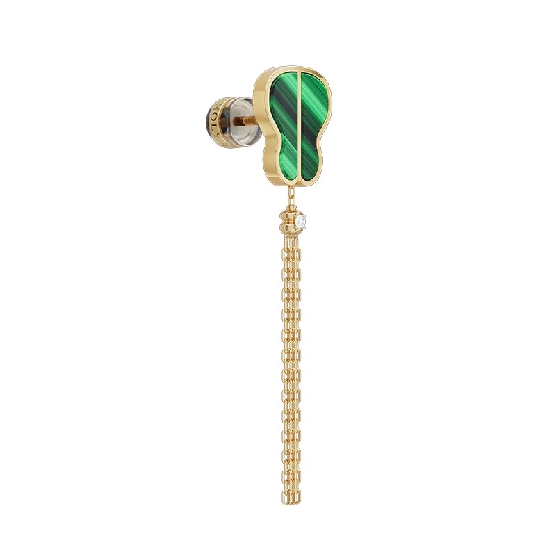 【 NOLYN】 Green Sky Series Earrings, Stud Earrings, Malachite, zircon, niche original design, new Chinese style, grand and light luxury diamond jewelry, stud earrings and stud earrings Item Picture
