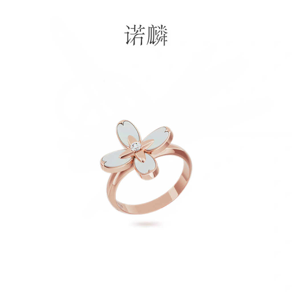 【 NOLYN】 Osmanthus series rings, original design, sweet style, white mother-of-pearl ring, light luxury ring, couple ring, high-end ring